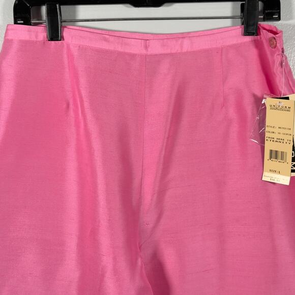 Deadstock 100% Silk Taffeta Pants Pink Vintage 90s Trousers Bubblegum Barbiecore - Picture 3 of 12